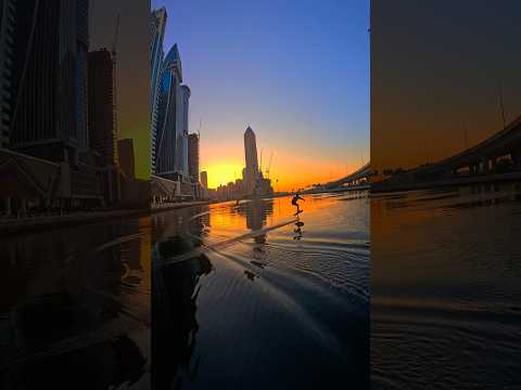 Down town #Dubai #sunrise vibe on the @Fliteboard 🤟🤟 #courtintheact #citylife #dubailife #efoil