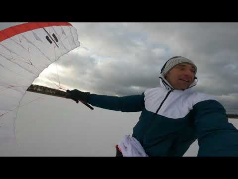 Parawing Snowboarding on a frozen lake with Kitech Up&Down / SAB ALA DW parawings